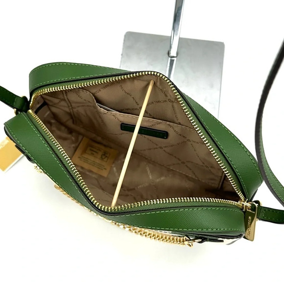 Michael Kors Large EW Zip Chain Xbody Crossbody Bag Fern Green Multi - Picture 7 of 11